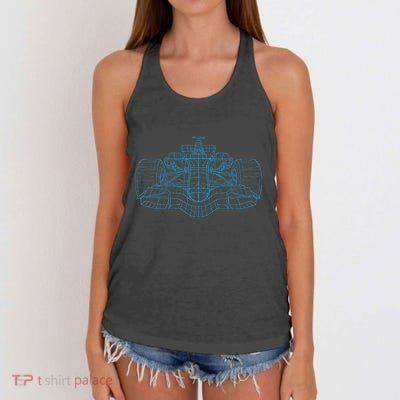 Formula Racing Car Drawing Racing Fan Mechanic Engineer Women's Knotted Racerback Tank