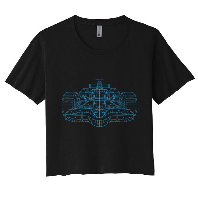 Formula Racing Car Drawing Racing Fan Mechanic Engineer Crop Top