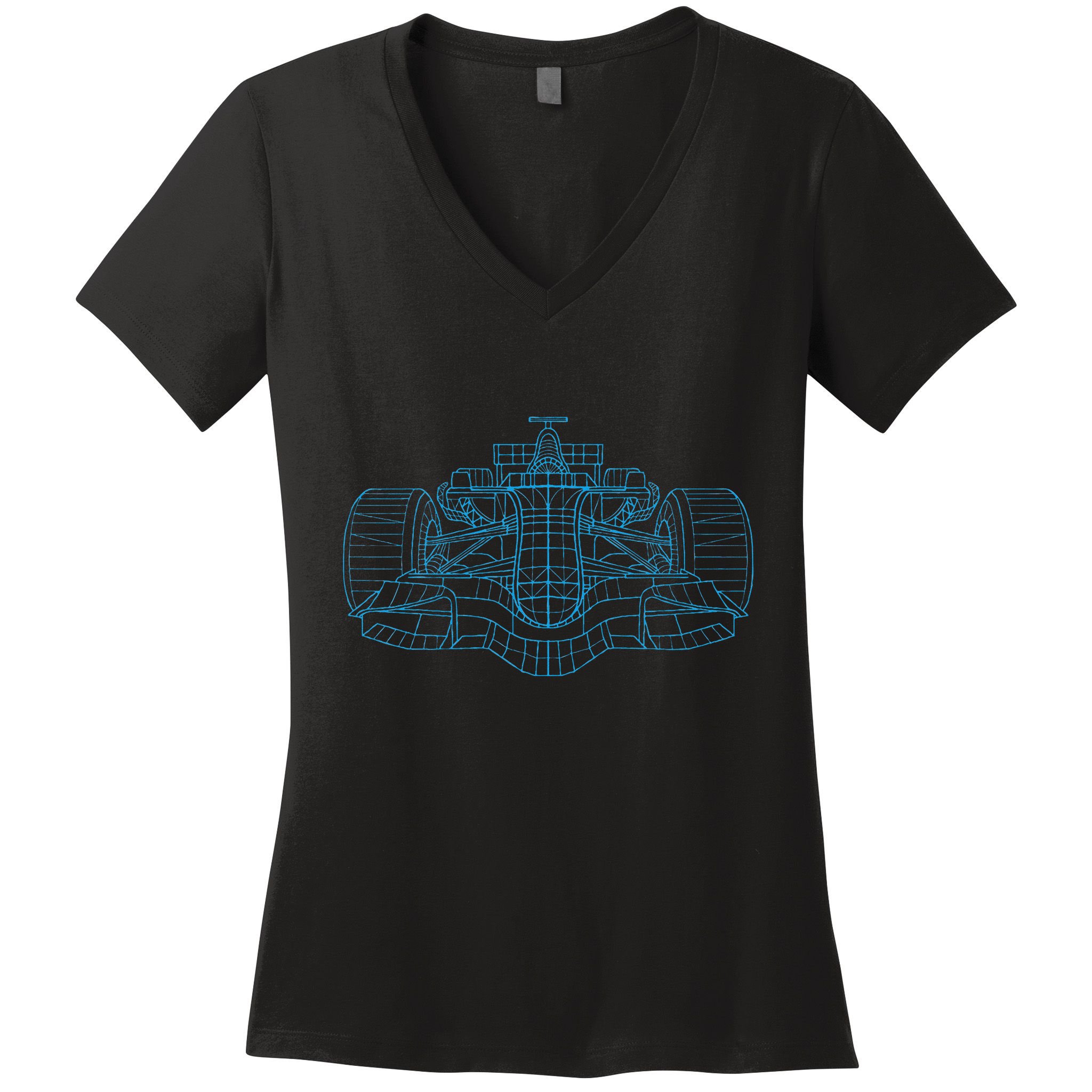 Formula Racing Car Drawing Racing Fan Mechanic Engineer Women's V-Neck T-Shirt