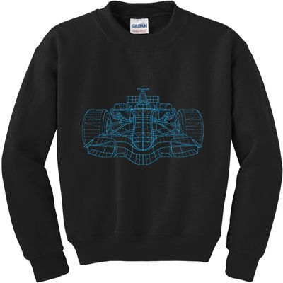 Formula Racing Car Drawing Racing Fan Mechanic Engineer Kids Sweatshirt