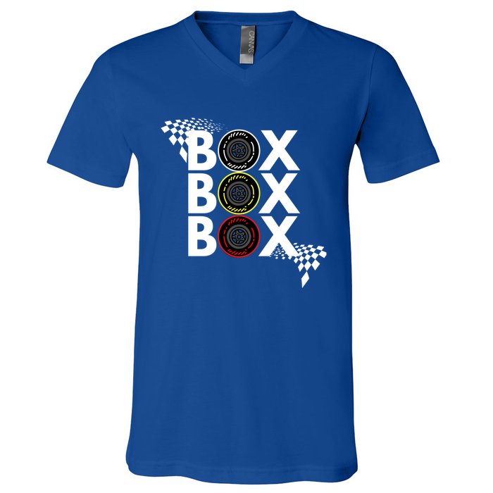 Formula Racing Car Box Box Box Radio Call To Pitbox Car Race Gift V-Neck T-Shirt