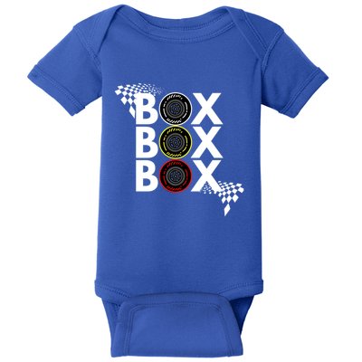 Formula Racing Car Box Box Box Radio Call To Pitbox Car Race Gift Baby Bodysuit