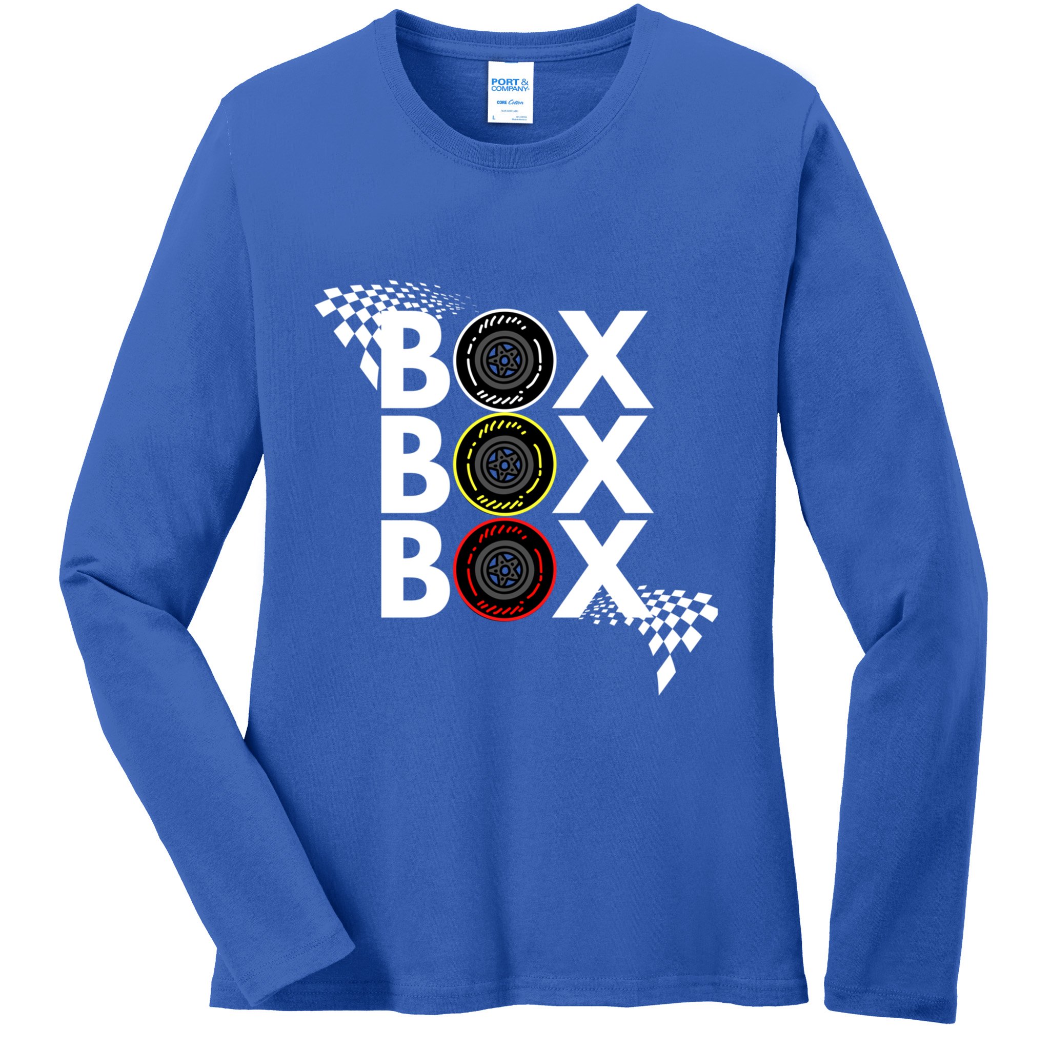 Formula Racing Car Box Box Box Radio Call To Pitbox Car Race Gift Ladies Long Sleeve Shirt