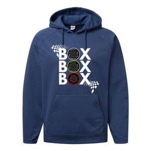 Formula Racing Car Box Box Box Radio Call To Pitbox Car Race Gift Performance Fleece Hoodie