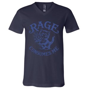 Funny Rage Consumes Me Cat Meme V-Neck T-Shirt