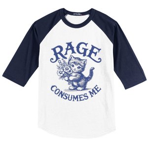 Funny Rage Consumes Me Cat Meme Baseball Sleeve Shirt