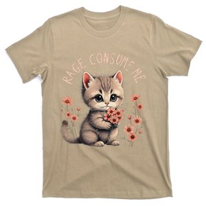 Funny Rage Consumes Me Cat Flower Cute Kitty Cat Meme Quote T-Shirt