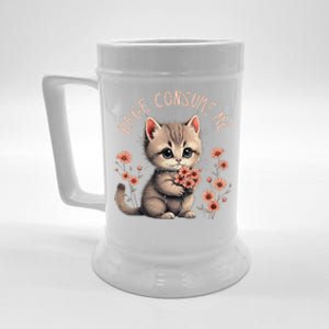 Funny Rage Consumes Me Cat Flower Cute Kitty Cat Meme Quote Beer Stein