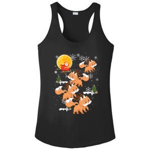 Fox Reindeer Christmas Funny Santa Fox Sleigh Lights Xmas Ladies PosiCharge Competitor Racerback Tank