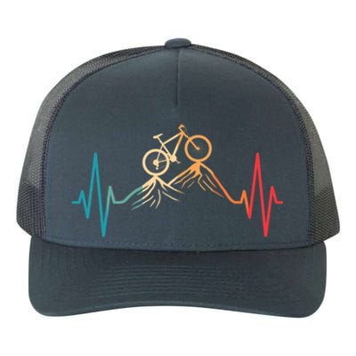 Funny Retro Cycling Heartbeat Bicycle Mountain Bike Biking Yupoong Adult 5-Panel Trucker Hat