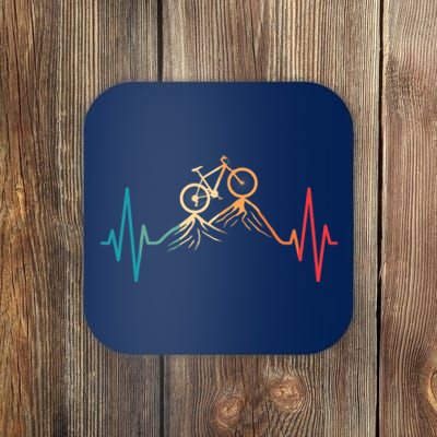 Funny Retro Cycling Heartbeat Bicycle Mountain Bike Biking Coaster