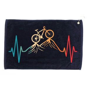 Funny Retro Cycling Heartbeat Bicycle Mountain Bike Biking Grommeted Golf Towel