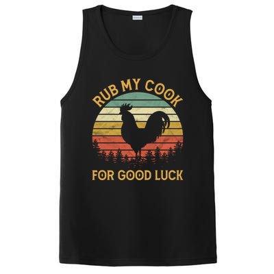 Funny Rooster Chicken Pun Rub My Cock For Good Luck PosiCharge Competitor Tank