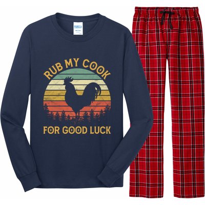 Funny Rooster Chicken Pun Rub My Cock For Good Luck Long Sleeve Pajama Set