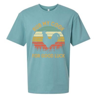 Funny Rooster Chicken Pun Rub My Cock For Good Luck Sueded Cloud Jersey T-Shirt