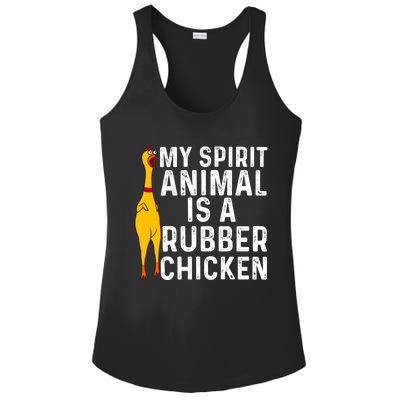 Funny Rubber Chicken Gift Men Women Rubber Chicken Costume Gift Ladies PosiCharge Competitor Racerback Tank