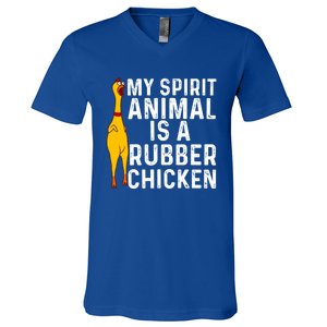 Funny Rubber Chicken Gift Men Women Rubber Chicken Costume Gift V-Neck T-Shirt