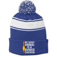 Funny Rubber Chicken Gift Men Women Rubber Chicken Costume Gift Stripe Pom Pom Beanie