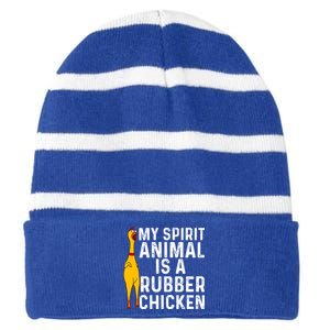 Funny Rubber Chicken Gift Men Women Rubber Chicken Costume Gift Striped Beanie with Solid Band