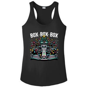 Formula Racing Car Box Box Radio Call Fun Christmas Tree Funny Gift Ladies PosiCharge Competitor Racerback Tank