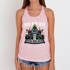 Formula Racing Car Box Box Radio Call Fun Christmas Tree Funny Gift Women's Knotted Racerback Tank