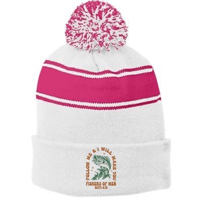 Fishers Retro Christian Bible Christian Dad Stripe Pom Pom Beanie