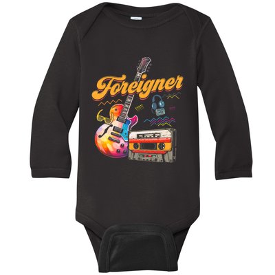 F.O.R.E.I.G.N.E.R Retro Cassette 90s Rock Music Old Fashion Baby Long Sleeve Bodysuit