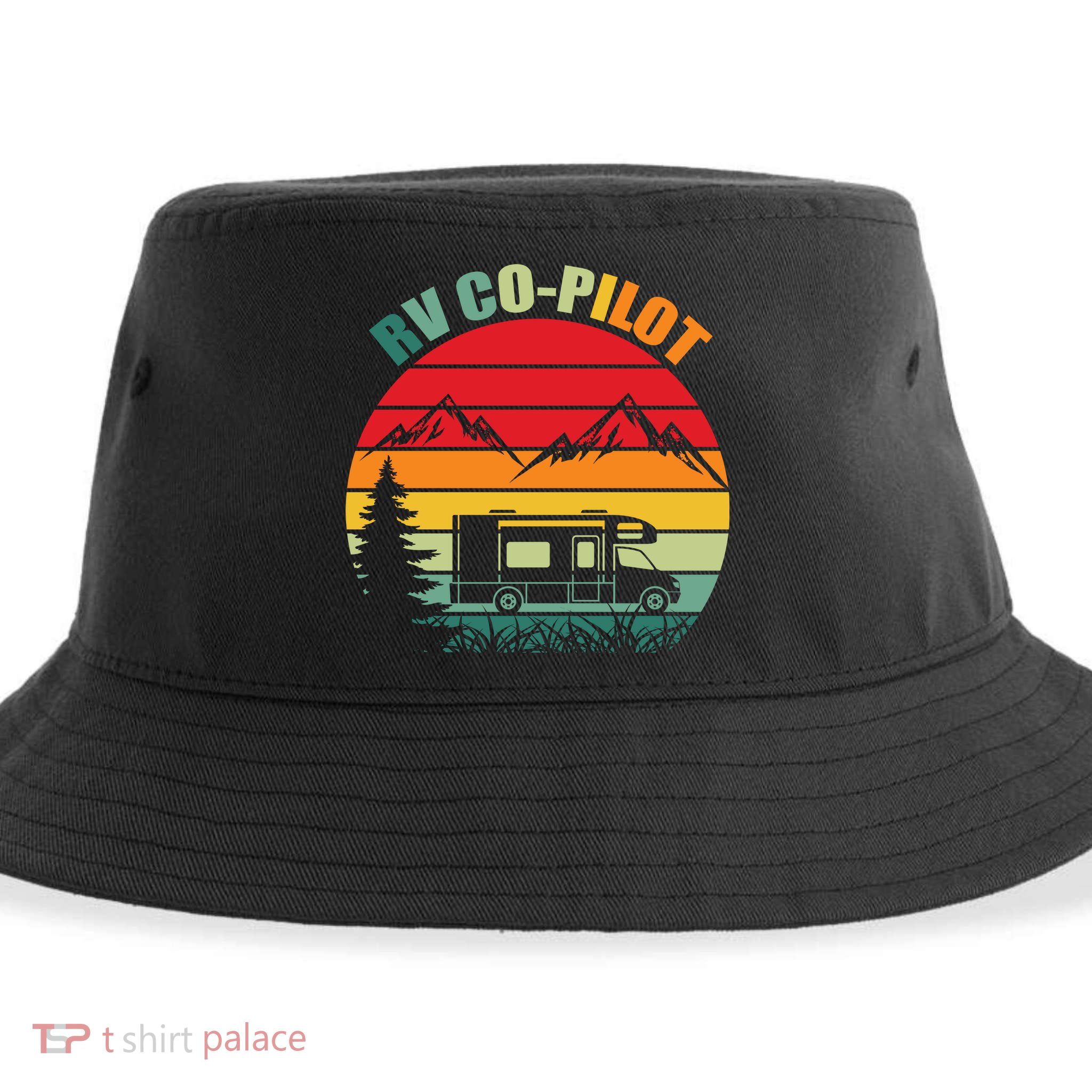 Funny RV CoPilot Adventure Awaits RV Camping Sustainable Bucket Hat