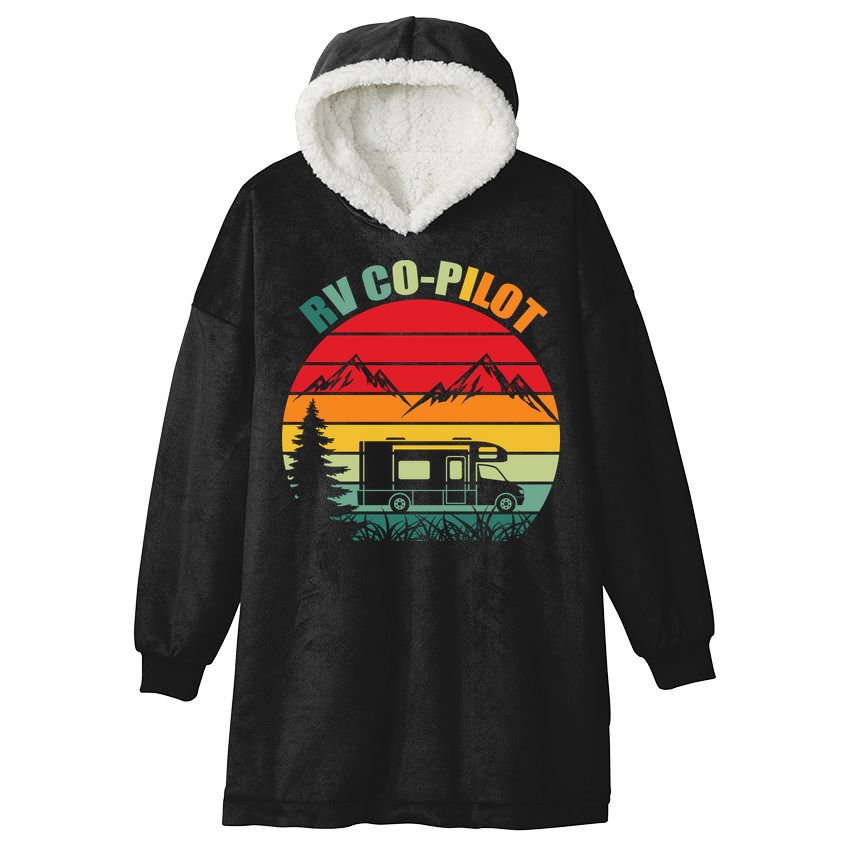 Funny RV CoPilot Adventure Awaits RV Camping Hooded Wearable Blanket