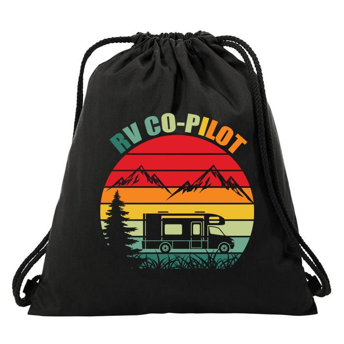 Funny RV CoPilot Adventure Awaits RV Camping Drawstring Bag