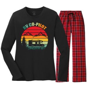 Funny RV CoPilot Adventure Awaits RV Camping Women's Long Sleeve Flannel Pajama Set 