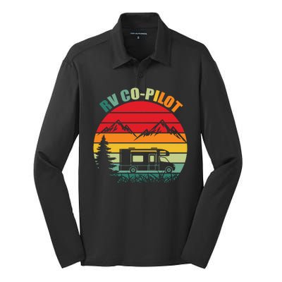 Funny RV CoPilot Adventure Awaits RV Camping Silk Touch Performance Long Sleeve Polo