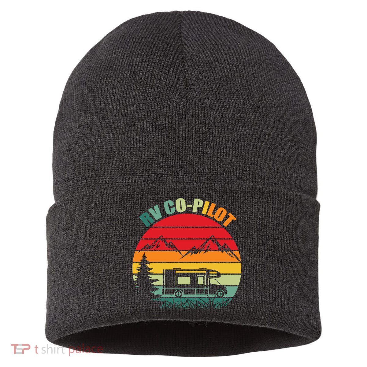 Funny RV CoPilot Adventure Awaits RV Camping Sustainable Knit Beanie