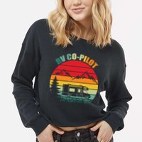 Funny RV CoPilot Adventure Awaits RV Camping Cropped Pullover Crew