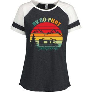 Funny RV CoPilot Adventure Awaits RV Camping Enza Ladies Jersey Colorblock Tee