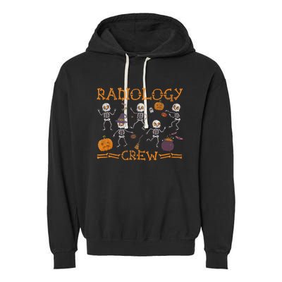 Funny Radiology Crew Dancing Skeleton Pumpkin Halloween Garment-Dyed Fleece Hoodie