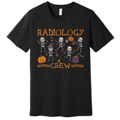 Funny Radiology Crew Dancing Skeleton Pumpkin Halloween Premium T-Shirt