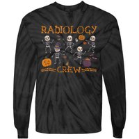 Funny Radiology Crew Dancing Skeleton Pumpkin Halloween Tie-Dye Long Sleeve Shirt