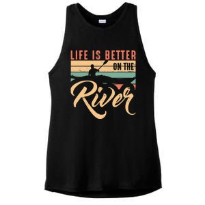 Funny Rowing Canoe Kajak Life Is Better On The River Ladies PosiCharge Tri-Blend Wicking Tank