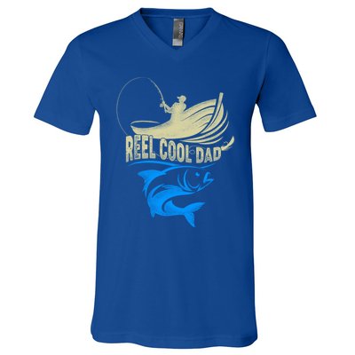 Fishing Reel Cool Dad Father’s Day For Fisher Funny Gift V-Neck T-Shirt