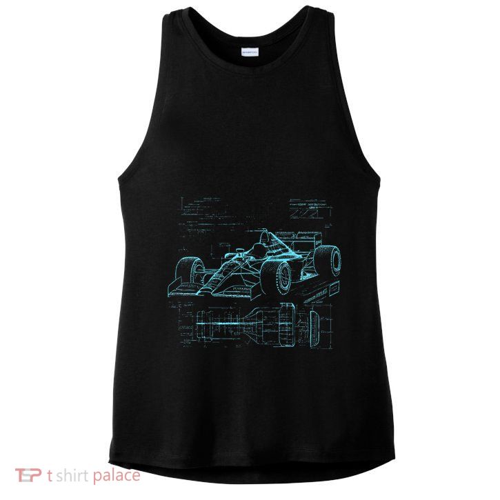 Formula Racing Car Silhouette Mechanic Car Guys Ladies PosiCharge Tri-Blend Wicking Tank