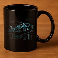 Formula Racing Car Silhouette Mechanic Car Guys 11oz C Handle Ceramic Mug