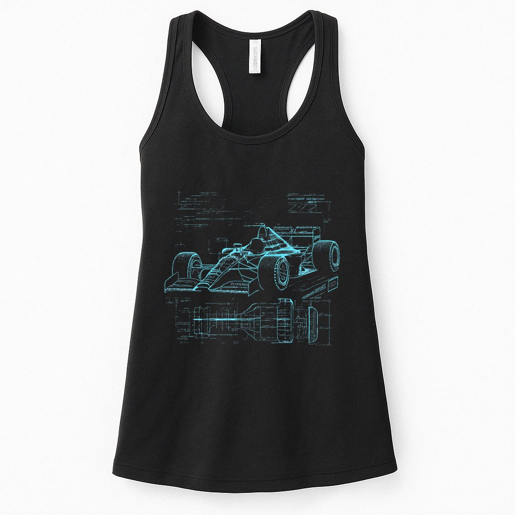 Formula Racing Car Silhouette Mechanic Car Guys Womens Tank Top