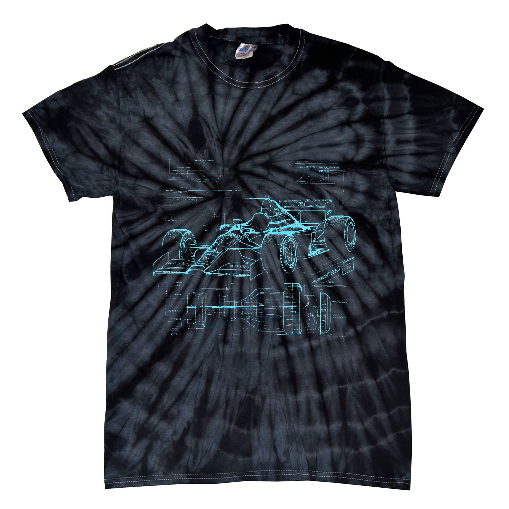 Formula Racing Car Silhouette Mechanic Car Guys Tie-Dye T-Shirt