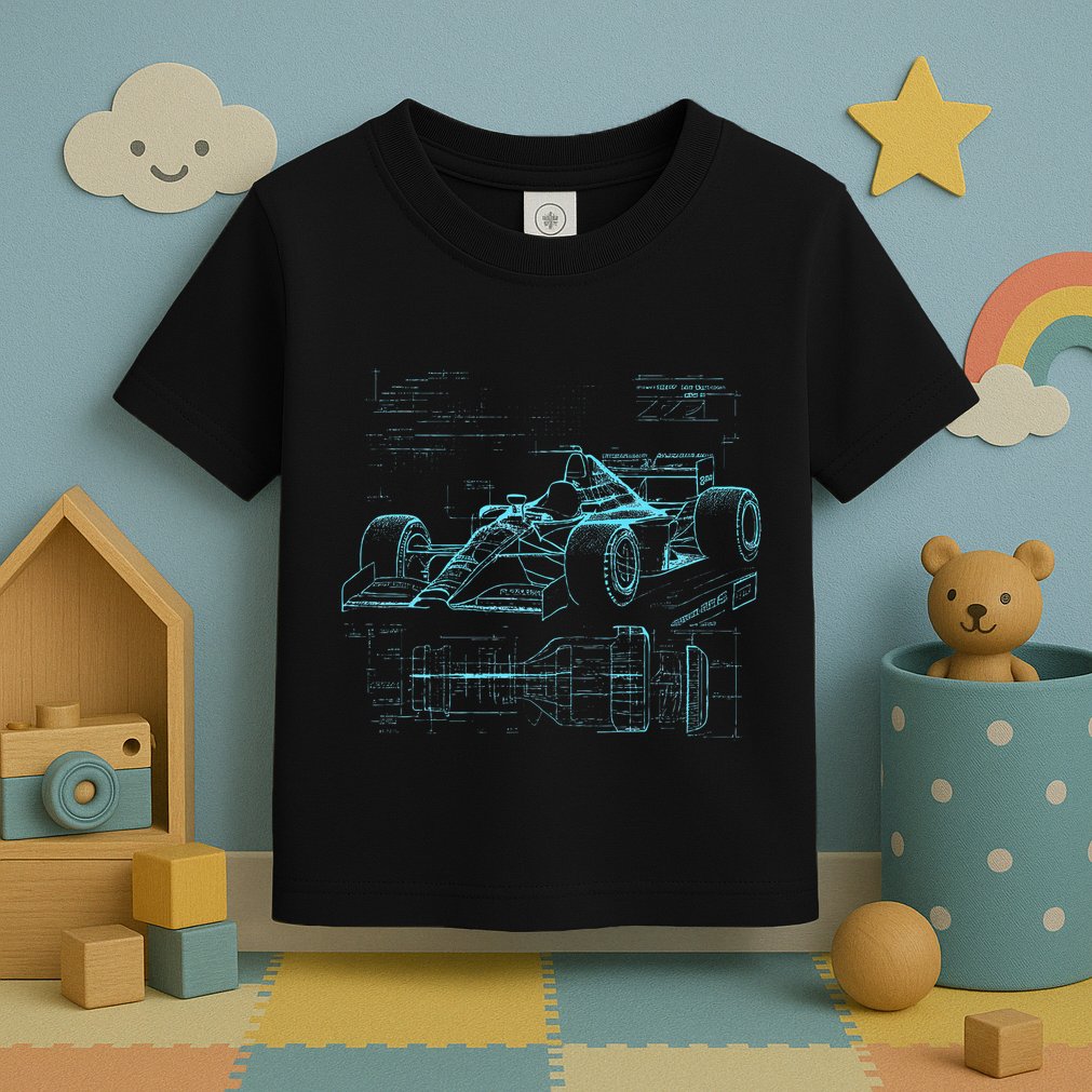 Formula Racing Car Silhouette Mechanic Car Guys Toddler T-Shirt