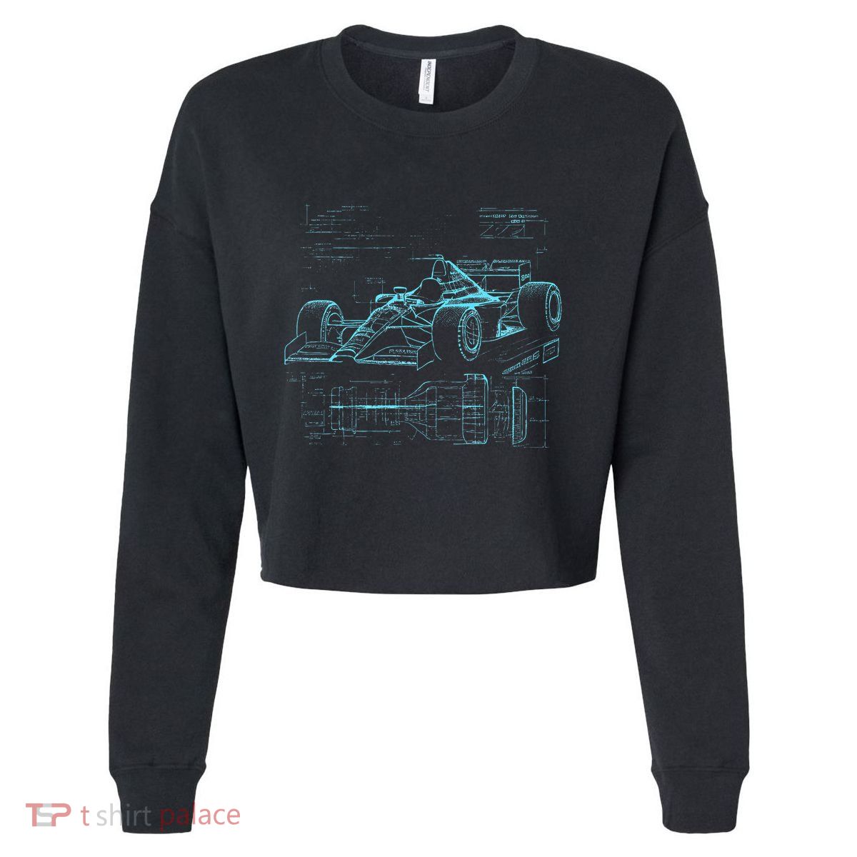 Formula Racing Car Silhouette Mechanic Car Guys Cropped Pullover Crew