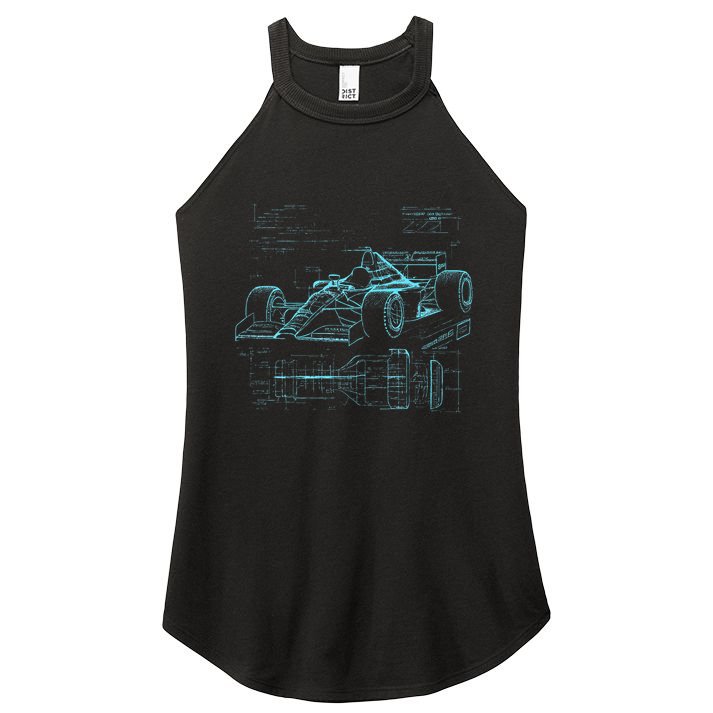 Formula Racing Car Silhouette Mechanic Car Guys Women's Perfect Tri Rocker Tank