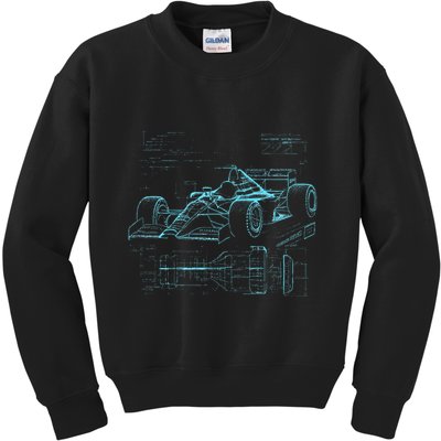 Formula Racing Car Silhouette Mechanic Car Guys Kids Sweatshirt