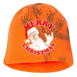 Funny Retro Christmas Santa Rock And Roll Gift Kati - Camo Knit Beanie