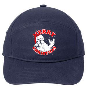 Funny Retro Christmas Santa Rock And Roll Gift 7-Panel Snapback Hat